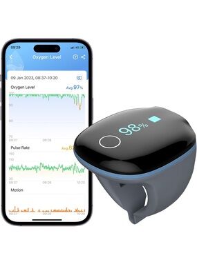 Smart Pulse Oximeter with App - Black and Gray